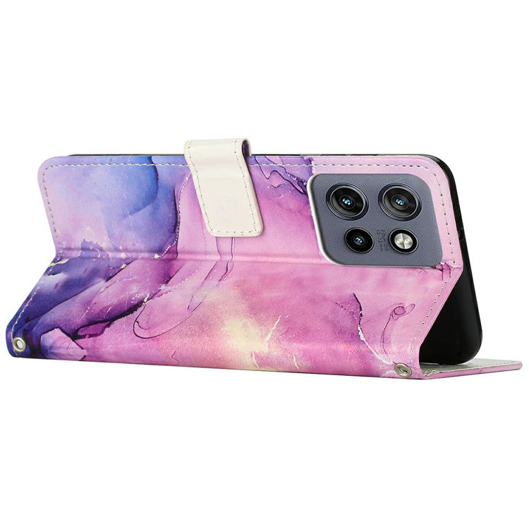 Stand Case for Motorola Moto S50 5G / Edge 50 Neo 5G / ThinkPhone 25 5G Marble Pattern PU Leather Wallet Phone Cover - Purple