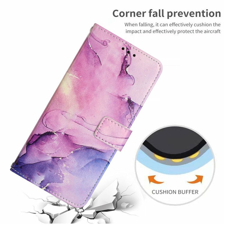 Stand Case for Motorola Moto S50 5G / Edge 50 Neo 5G / ThinkPhone 25 5G Marble Pattern PU Leather Wallet Phone Cover - Purple