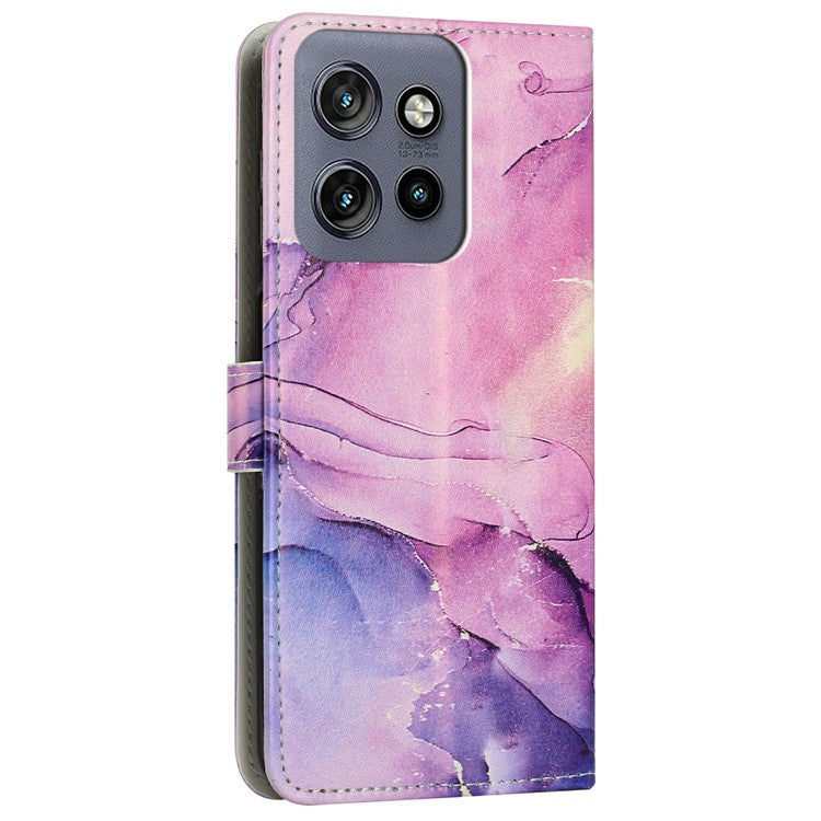 Stand Case for Motorola Moto S50 5G / Edge 50 Neo 5G / ThinkPhone 25 5G Marble Pattern PU Leather Wallet Phone Cover - Purple