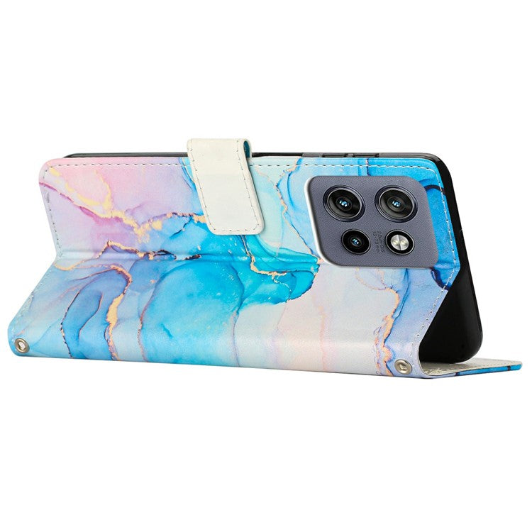 Stand Case for Motorola Moto S50 5G / Edge 50 Neo 5G / ThinkPhone 25 5G Marble Pattern PU Leather Wallet Phone Cover - Pink  /  Green