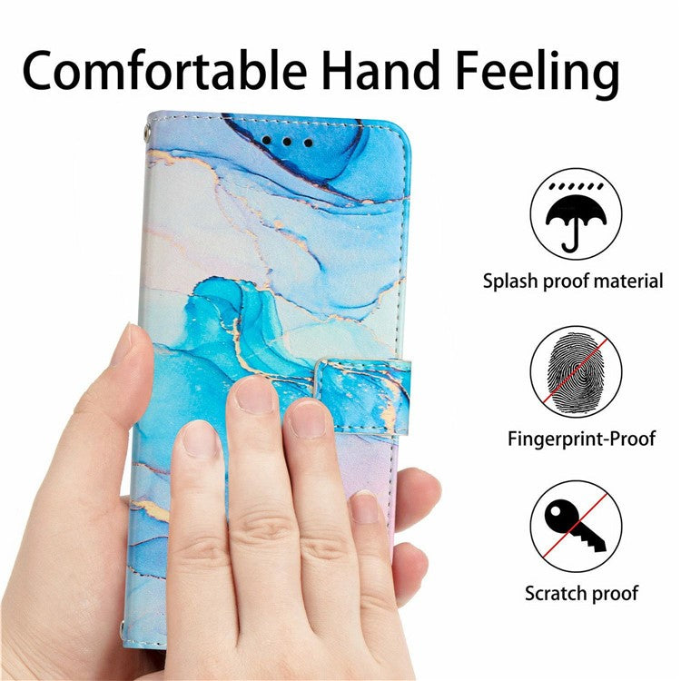 Stand Case for Motorola Moto S50 5G / Edge 50 Neo 5G / ThinkPhone 25 5G Marble Pattern PU Leather Wallet Phone Cover - Pink  /  Green