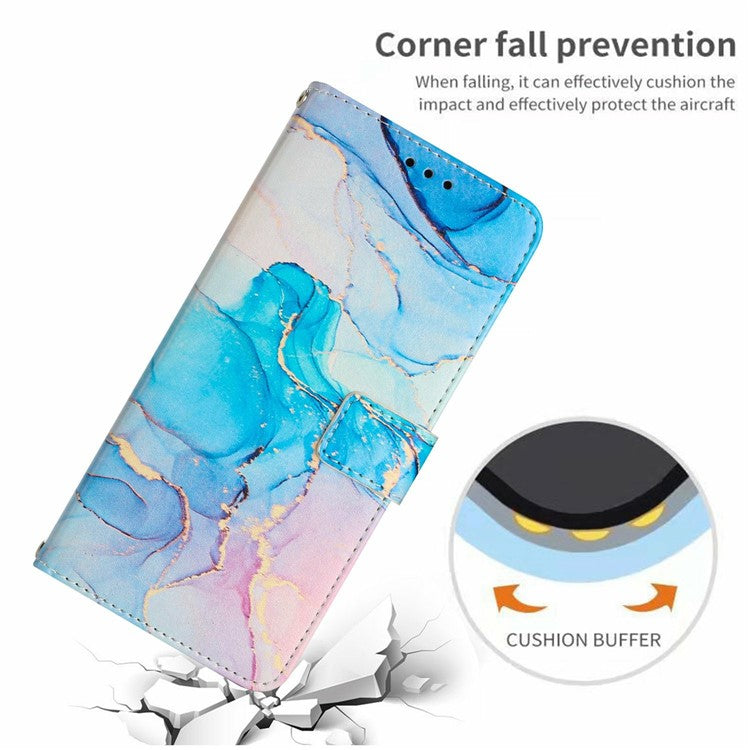 Stand Case for Motorola Moto S50 5G / Edge 50 Neo 5G / ThinkPhone 25 5G Marble Pattern PU Leather Wallet Phone Cover - Pink  /  Green