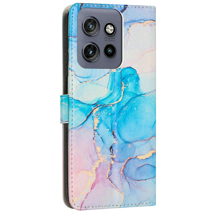 Stand Case for Motorola Moto S50 5G / Edge 50 Neo 5G / ThinkPhone 25 5G Marble Pattern PU Leather Wallet Phone Cover - Pink  /  Green