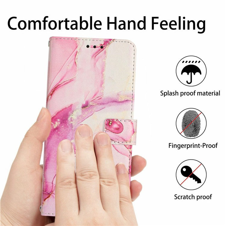 Stand Case for Motorola Moto S50 5G / Edge 50 Neo 5G / ThinkPhone 25 5G Marble Pattern PU Leather Wallet Phone Cover - Rose Gold