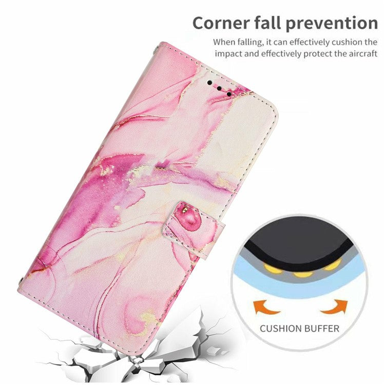 Stand Case for Motorola Moto S50 5G / Edge 50 Neo 5G / ThinkPhone 25 5G Marble Pattern PU Leather Wallet Phone Cover - Rose Gold