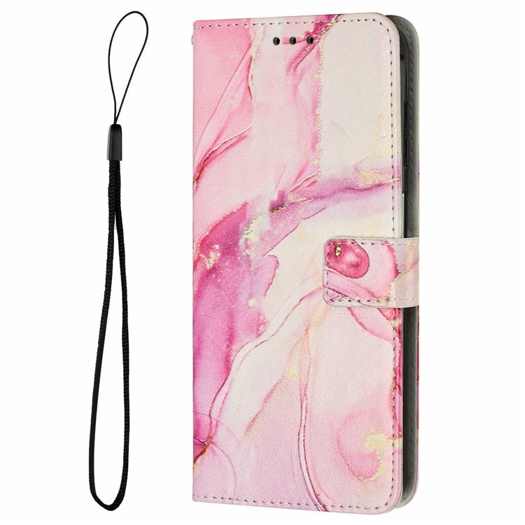 Stand Case for Motorola Moto S50 5G / Edge 50 Neo 5G / ThinkPhone 25 5G Marble Pattern PU Leather Wallet Phone Cover - Rose Gold