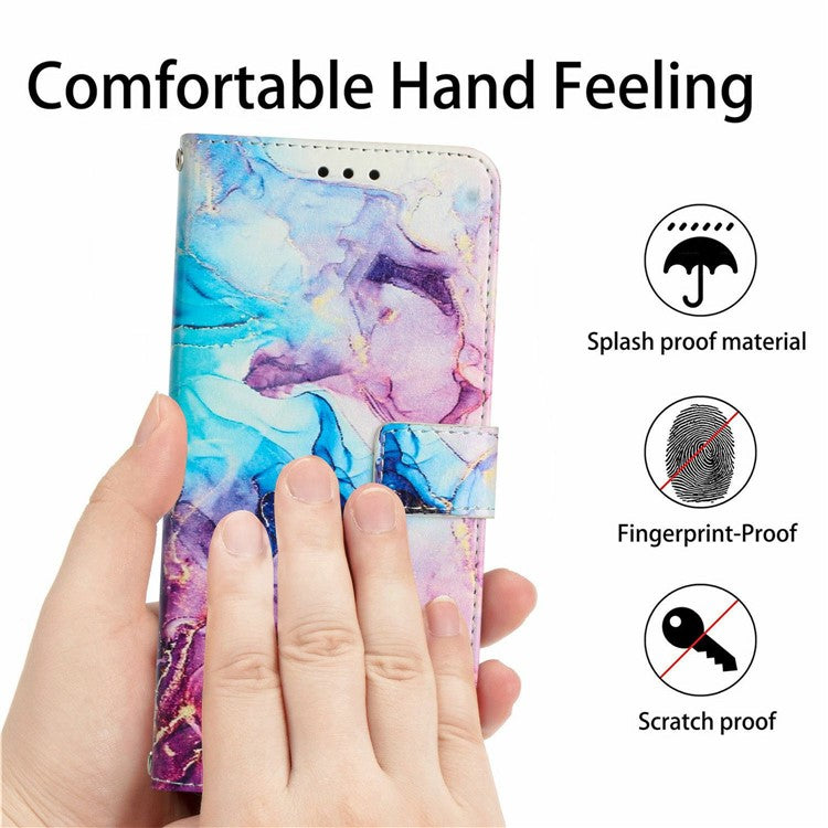 Stand Case for Motorola Moto S50 5G / Edge 50 Neo 5G / ThinkPhone 25 5G Marble Pattern PU Leather Wallet Phone Cover - Pink  /  Purple