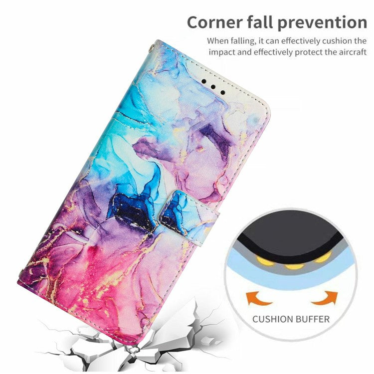 Stand Case for Motorola Moto S50 5G / Edge 50 Neo 5G / ThinkPhone 25 5G Marble Pattern PU Leather Wallet Phone Cover - Pink  /  Purple