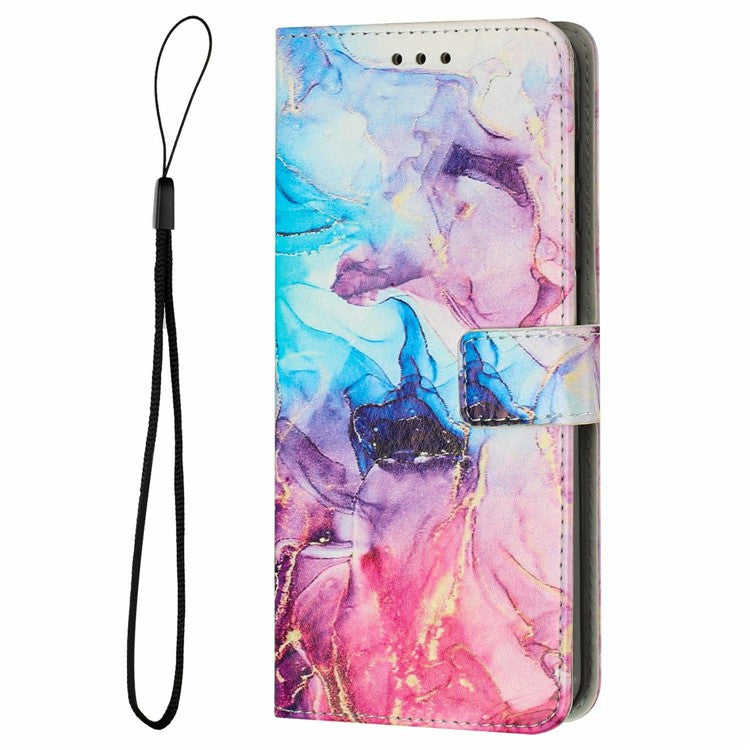 Stand Case for Motorola Moto S50 5G / Edge 50 Neo 5G / ThinkPhone 25 5G Marble Pattern PU Leather Wallet Phone Cover - Pink  /  Purple