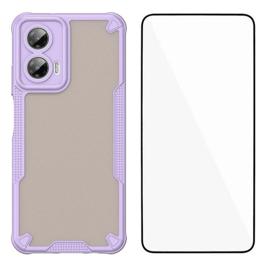 WANLONFENG MFFJ Series For Motorola Moto G35 5G Case Anti Drop TPU + Acrylic Phone Back Cover with Screen Film - Purple