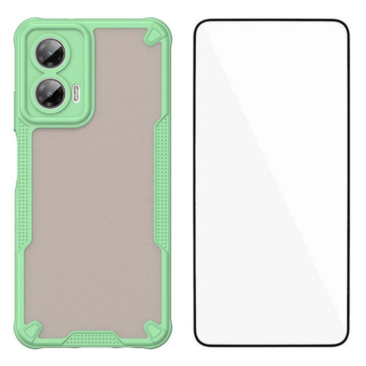 WANLONFENG MFFJ Series For Motorola Moto G35 5G Case Anti Drop TPU + Acrylic Phone Back Cover with Screen Film - Green