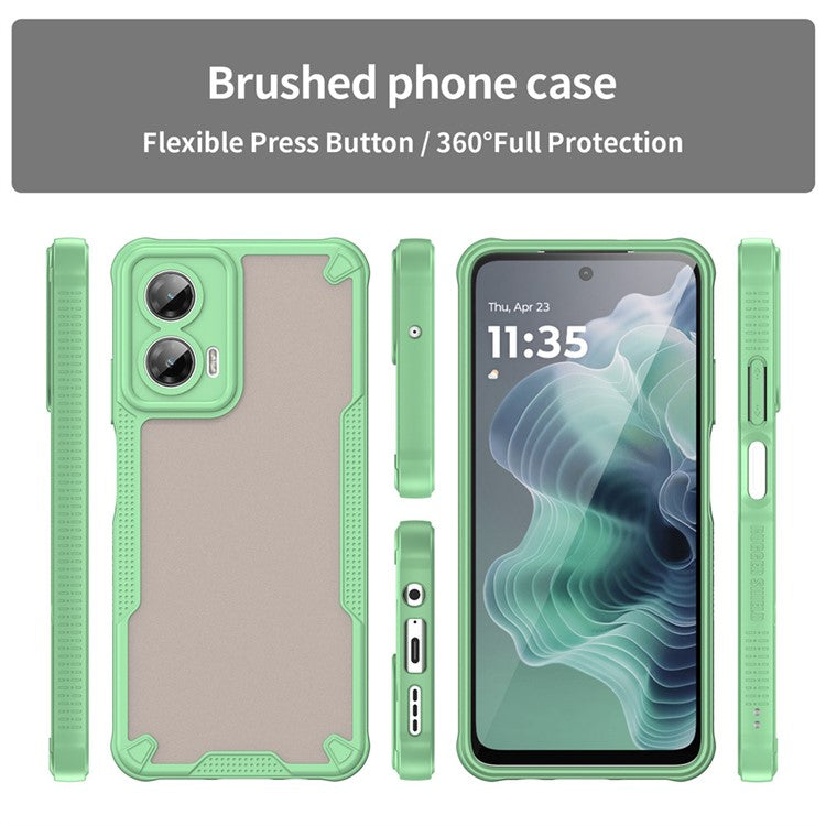 WANLONFENG MFFJ Series For Motorola Moto G35 5G Case Anti Drop TPU + Acrylic Phone Back Cover with Screen Film - Green