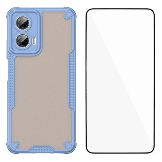 WANLONFENG MFFJ Series For Motorola Moto G35 5G Case Anti Drop TPU + Acrylic Phone Back Cover with Screen Film - Blue