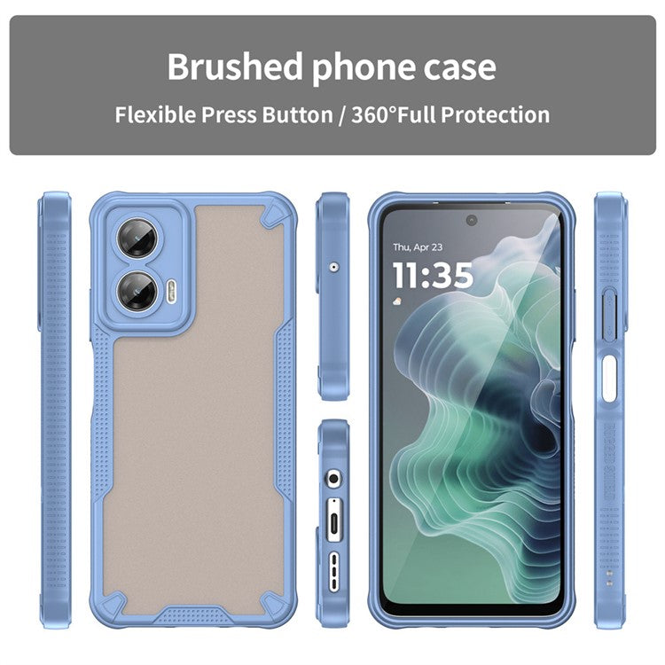 WANLONFENG MFFJ Series For Motorola Moto G35 5G Case Anti Drop TPU + Acrylic Phone Back Cover with Screen Film - Blue
