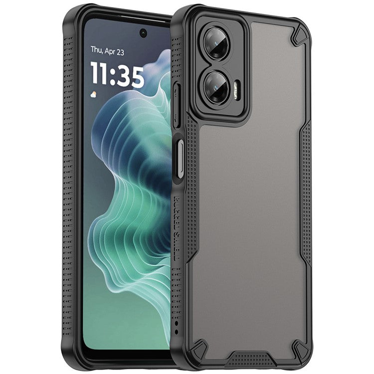 WANLONFENG MFFJ Series For Motorola Moto G35 5G Case Anti Drop TPU + Acrylic Phone Back Cover with Screen Film - Black