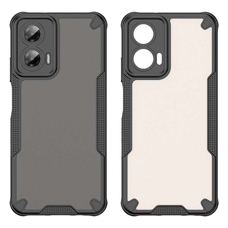 WANLONFENG MFFJ Series For Motorola Moto G35 5G Case Anti Drop TPU + Acrylic Phone Back Cover with Screen Film - Black