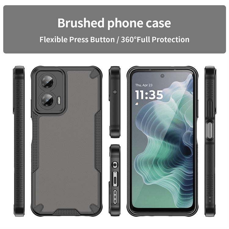 WANLONFENG MFFJ Series For Motorola Moto G35 5G Case Anti Drop TPU + Acrylic Phone Back Cover with Screen Film - Black