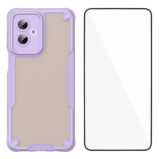 WANLONFENG MFFJ Series For Motorola Moto G55 5G Case Anti Drop TPU + Acrylic Phone Back Cover with Screen Film - Purple