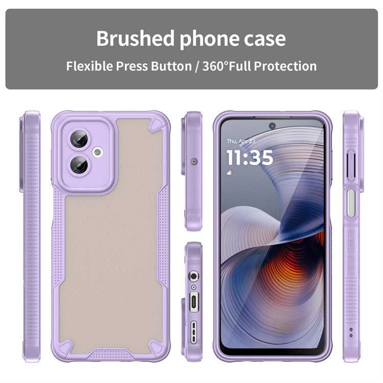 WANLONFENG MFFJ Series For Motorola Moto G55 5G Case Anti Drop TPU + Acrylic Phone Back Cover with Screen Film - Purple