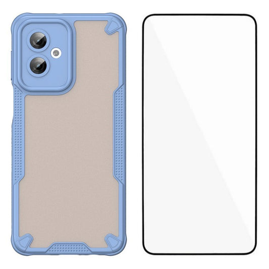 WANLONFENG MFFJ Series For Motorola Moto G55 5G Case Anti Drop TPU + Acrylic Phone Back Cover with Screen Film - Blue