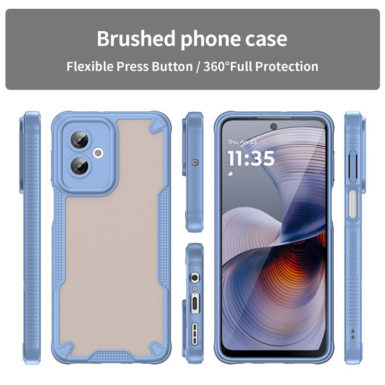 WANLONFENG MFFJ Series For Motorola Moto G55 5G Case Anti Drop TPU + Acrylic Phone Back Cover with Screen Film - Blue