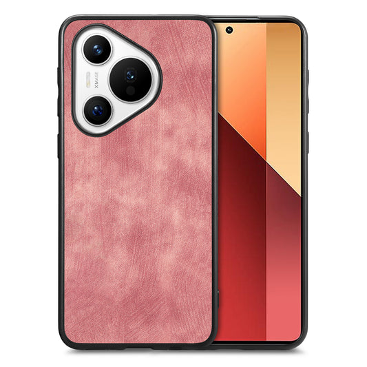 For Huawei Pura 70 Case Shockproof Slim Retro Leather Phone Back Cover - Pink