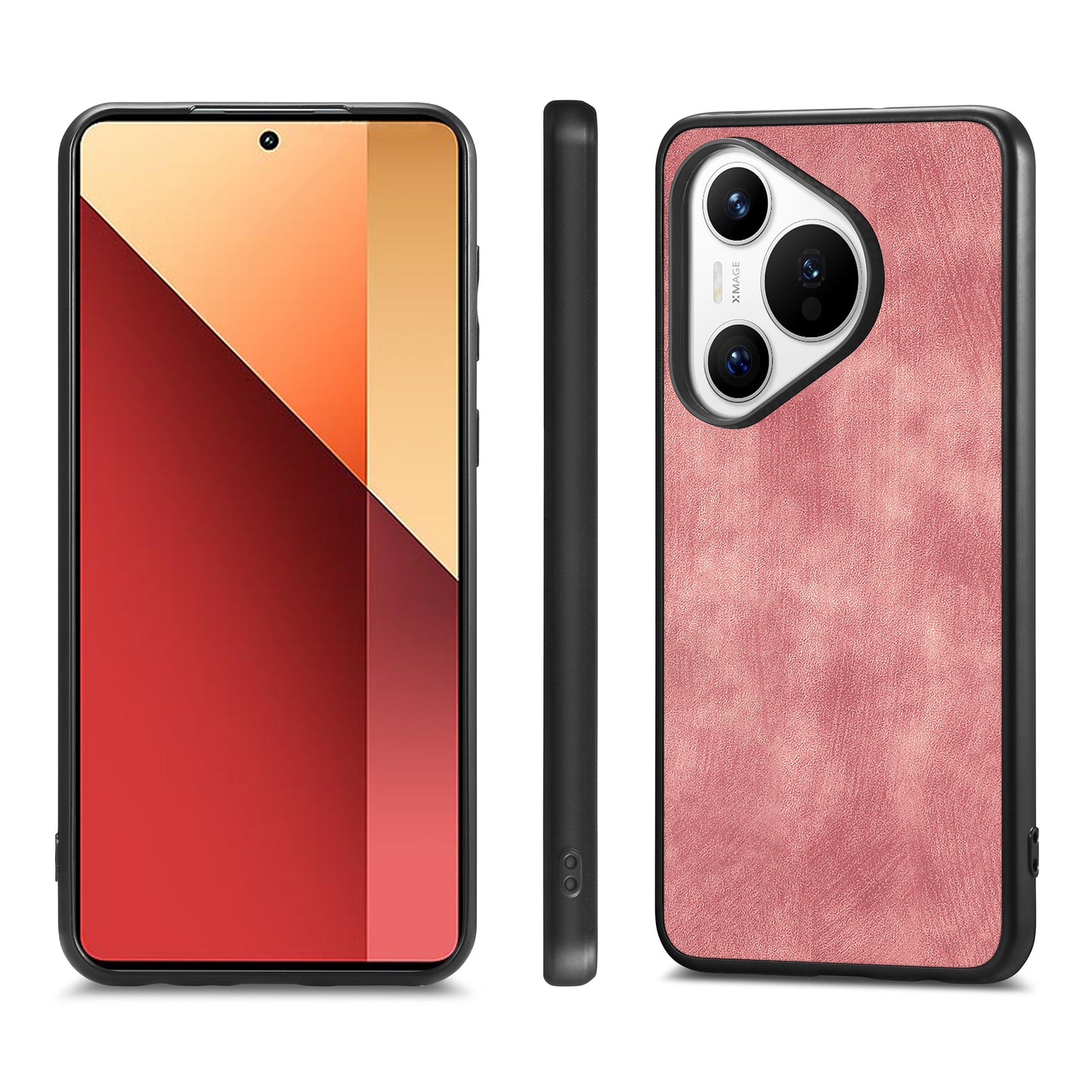 For Huawei Pura 70 Case Shockproof Slim Retro Leather Phone Back Cover - Pink