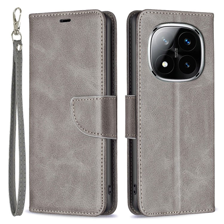 For Xiaomi Redmi Note 14 Pro 4G Case Shockproof PU Leather Cover with Wallet Card Slots - Grey
