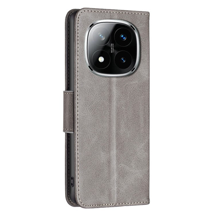 For Xiaomi Redmi Note 14 Pro 4G Case Shockproof PU Leather Cover with Wallet Card Slots - Grey