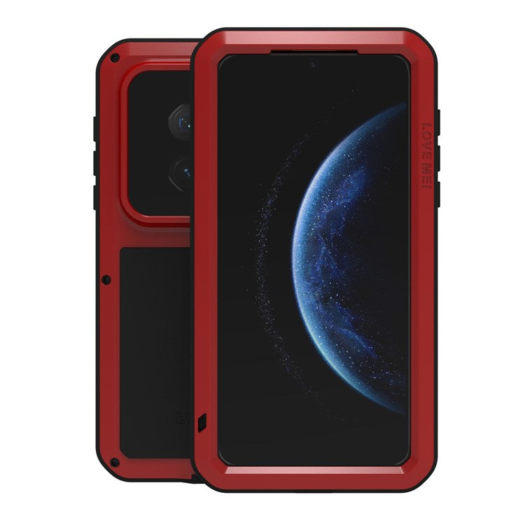 LOVE MEI For Huawei Mate 70 Pro / Mate 70 Pro+ Case Tempered Glass Screen Protector Metal + Silicone Phone Cover - Red