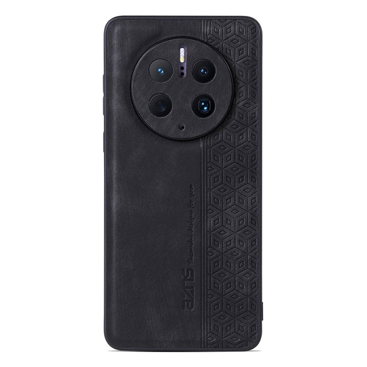 AZNS Cell Phone Cover For Huawei Mate 50 Pro 4G, Imprinted Pattern Anti-drop Phone Case PU Leather Coated TPU Shell - Black