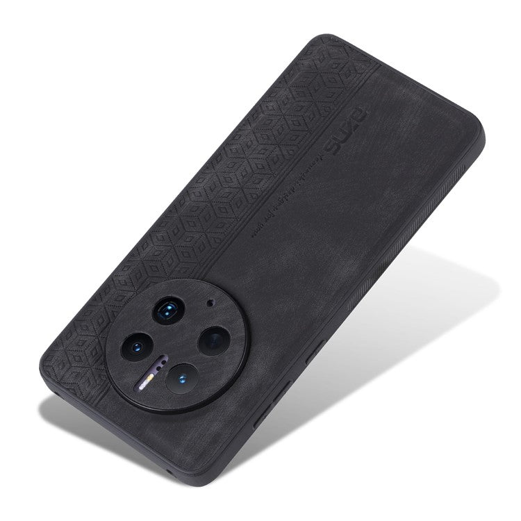 AZNS Cell Phone Cover For Huawei Mate 50 Pro 4G, Imprinted Pattern Anti-drop Phone Case PU Leather Coated TPU Shell - Black