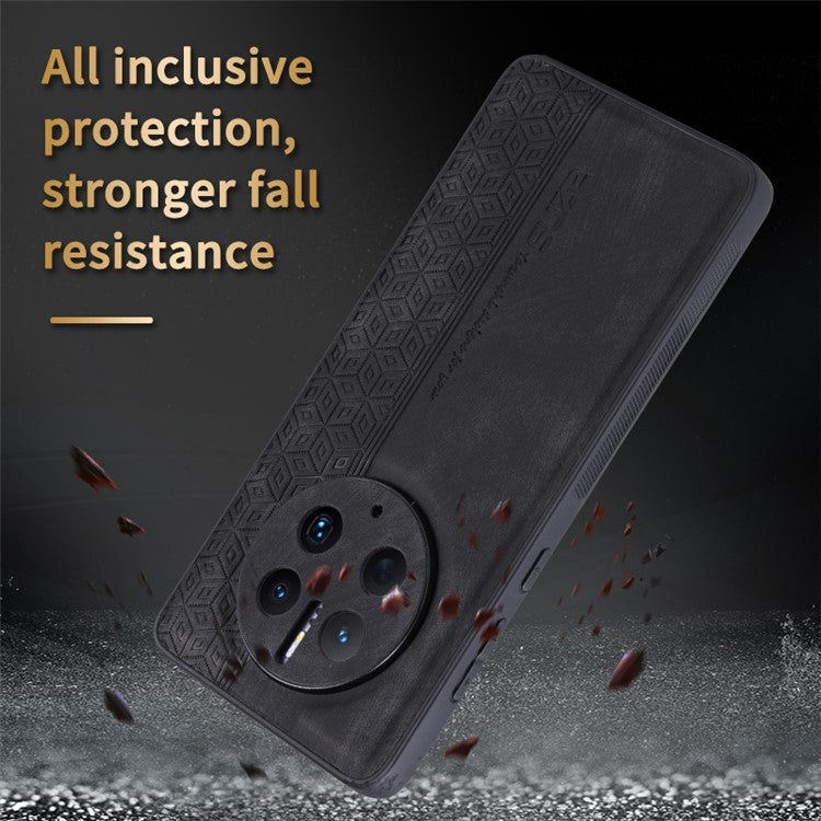 AZNS Cell Phone Cover For Huawei Mate 50 Pro 4G, Imprinted Pattern Anti-drop Phone Case PU Leather Coated TPU Shell - Black