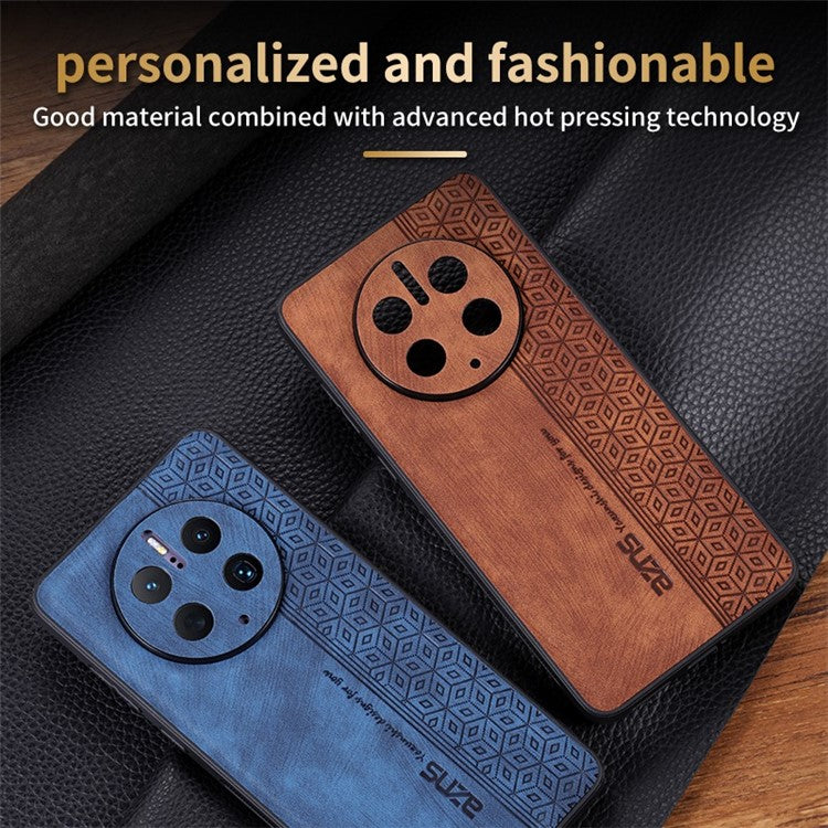 AZNS Cell Phone Cover For Huawei Mate 50 Pro 4G, Imprinted Pattern Anti-drop Phone Case PU Leather Coated TPU Shell - Black