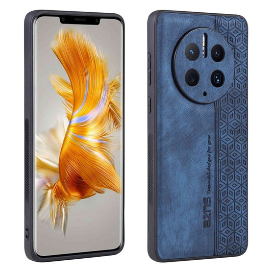 AZNS Cell Phone Cover For Huawei Mate 50 Pro 4G, Imprinted Pattern Anti-drop Phone Case PU Leather Coated TPU Shell - Blue