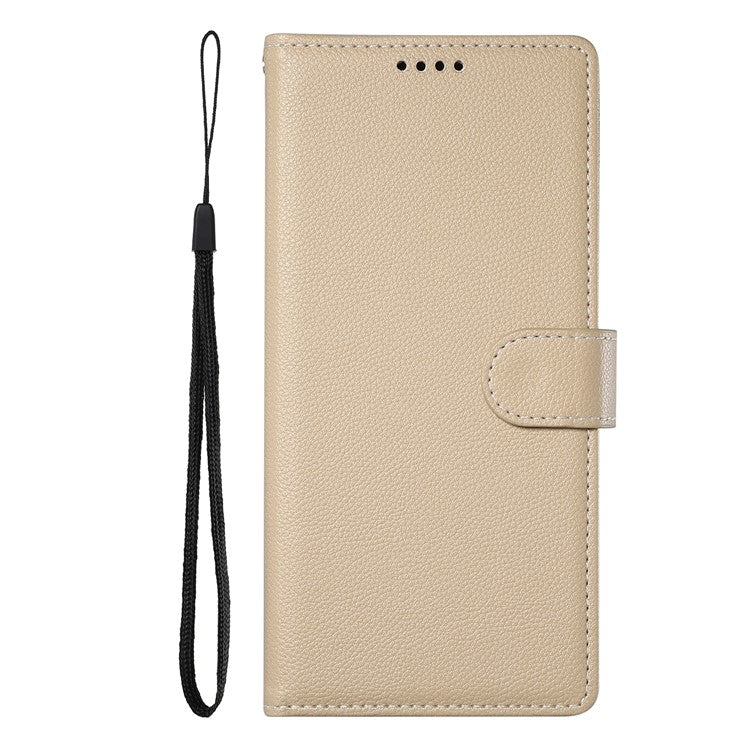 Stand Case for Motorola Moto G24 4G / G04 4G Litchi Texture Leather Wallet Phone Cover Magnetic Snap - Apricot