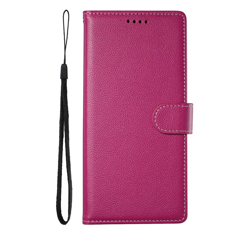 Stand Case for Motorola Moto G24 4G / G04 4G Litchi Texture Leather Wallet Phone Cover Magnetic Snap - Rose