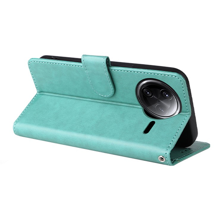 For Xiaomi Poco F7 Ultra 5G / Redmi K80 Pro 5G Case Butterfly Floral Imprint Wallet Stand Leather Phone Cover - Green