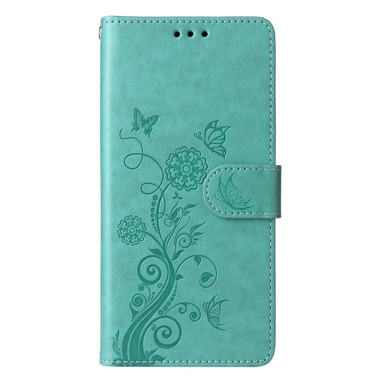 For Xiaomi Poco F7 Ultra 5G / Redmi K80 Pro 5G Case Butterfly Floral Imprint Wallet Stand Leather Phone Cover - Green