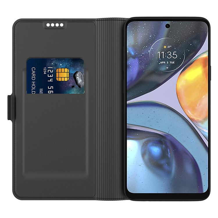 For Motorola Moto G55 5G Case Shockproof TPU Inner Shell Leather Phone Cover Card Slot - Black