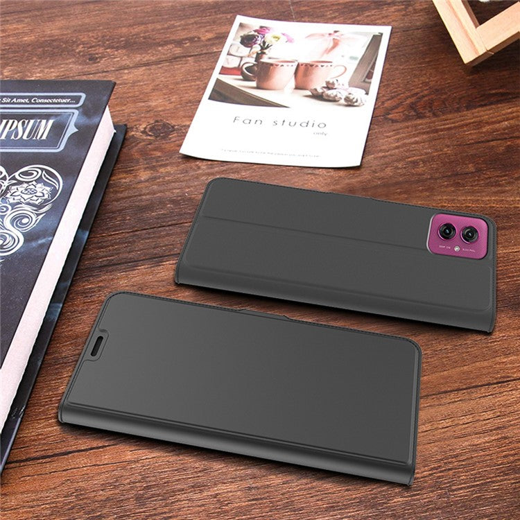 For Motorola Moto G55 5G Case Shockproof TPU Inner Shell Leather Phone Cover Card Slot - Black