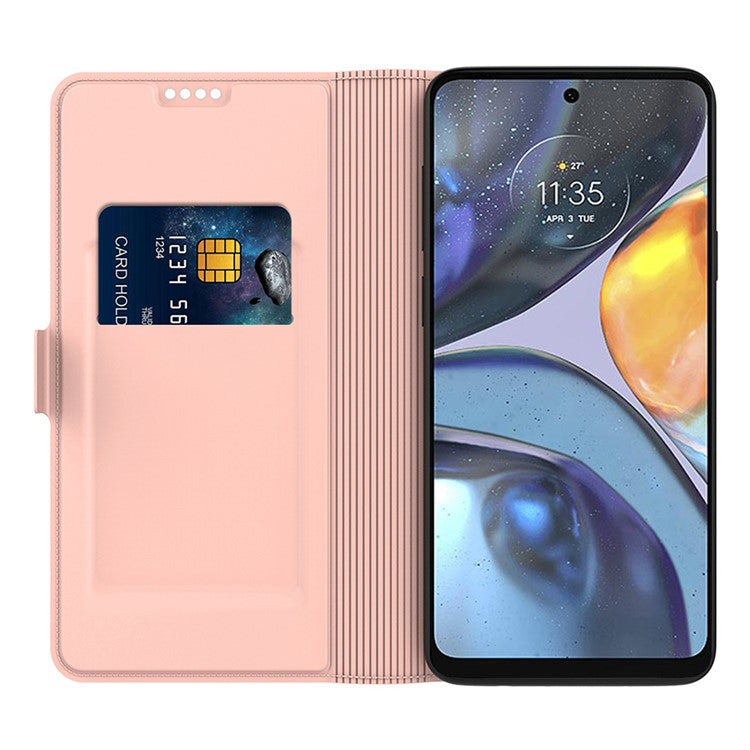 For Motorola Moto G55 5G Case Shockproof TPU Inner Shell Leather Phone Cover Card Slot - Rose Gold