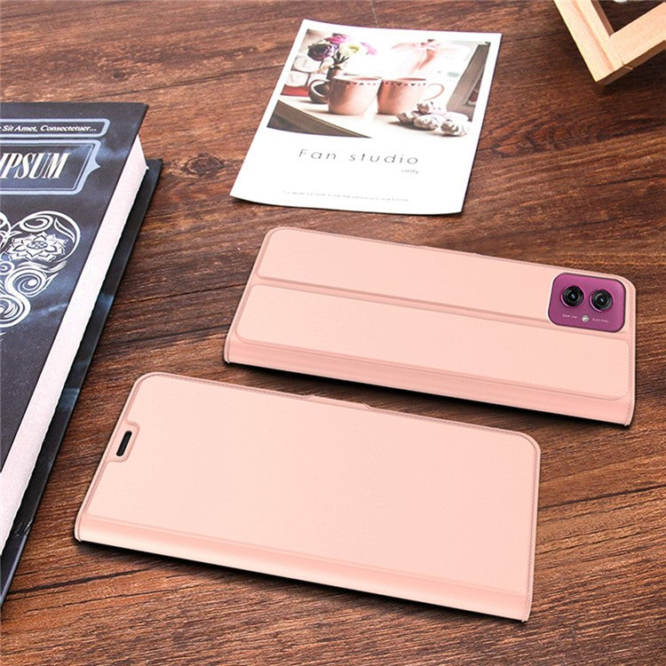 For Motorola Moto G55 5G Case Shockproof TPU Inner Shell Leather Phone Cover Card Slot - Rose Gold