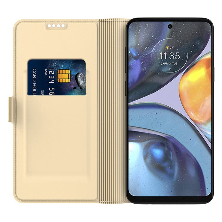 For Motorola Moto G55 5G Case Shockproof TPU Inner Shell Leather Phone Cover Card Slot - Gold