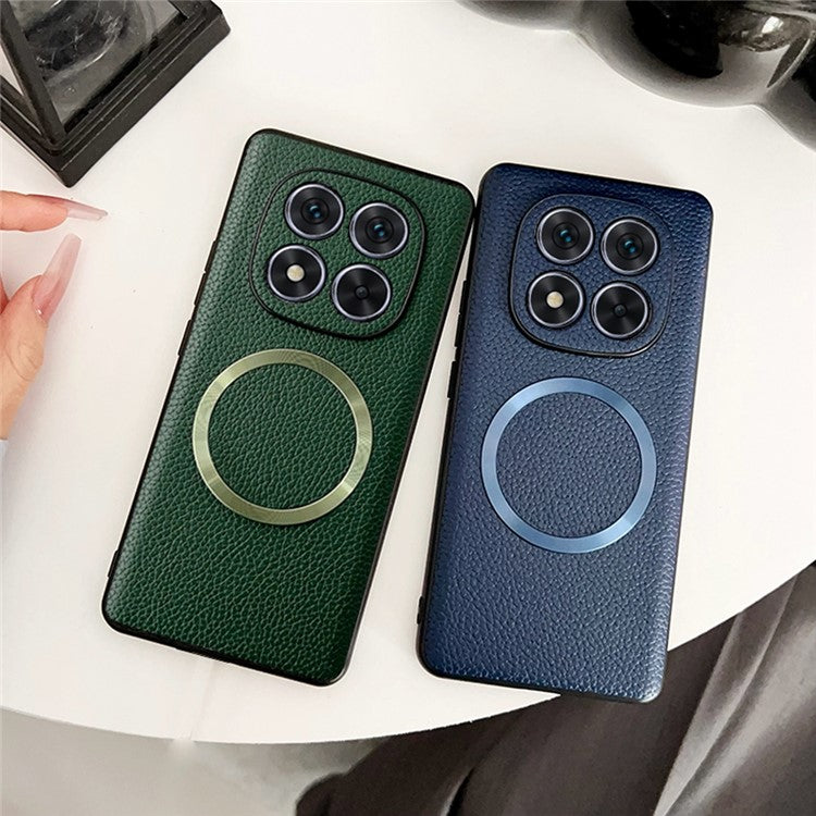 For Xiaomi Redmi Note 14 Pro 5G Case Compatible with MagSafe PU Leather + TPU Phone Back Cover - Black