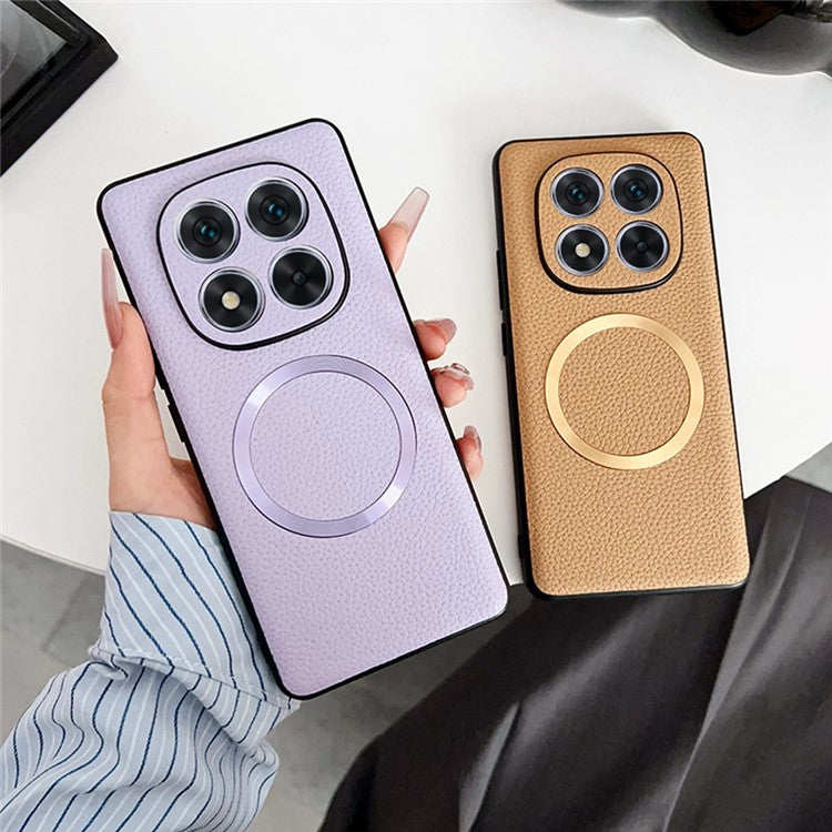 For Xiaomi Redmi Note 14 Pro 5G Case Compatible with MagSafe PU Leather + TPU Phone Back Cover - Black