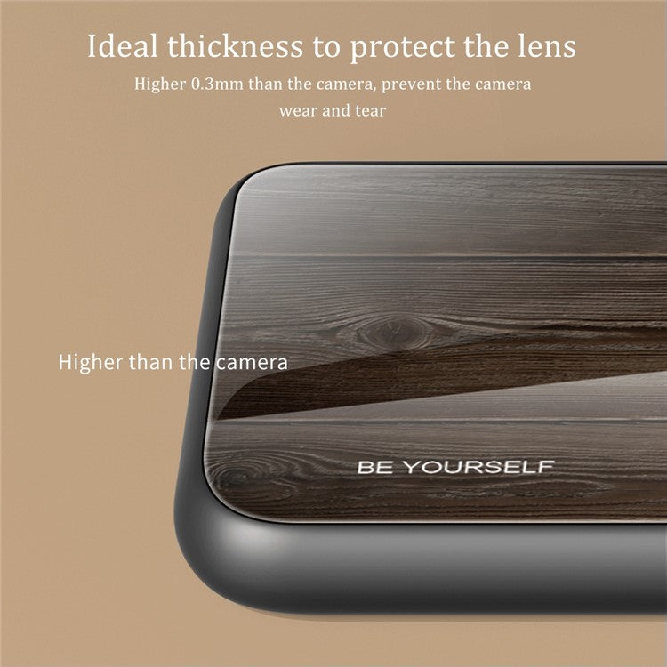 Wooden Pattern Phone Case For Huawei Mate 50 Pro 4G, Wear-resistant Tempered Glass + TPU Protective Phone Cover - Grey