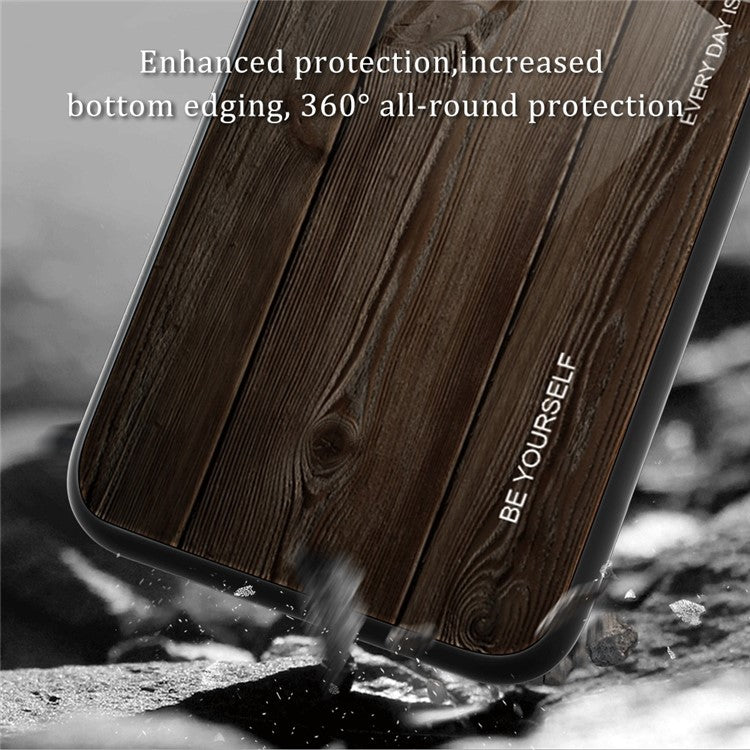 Wooden Pattern Phone Case For Huawei Mate 50 Pro 4G, Wear-resistant Tempered Glass + TPU Protective Phone Cover - Grey