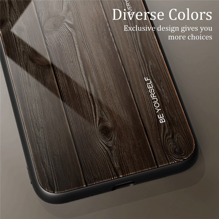 Wooden Pattern Phone Case For Huawei Mate 50 Pro 4G, Wear-resistant Tempered Glass + TPU Protective Phone Cover - Grey