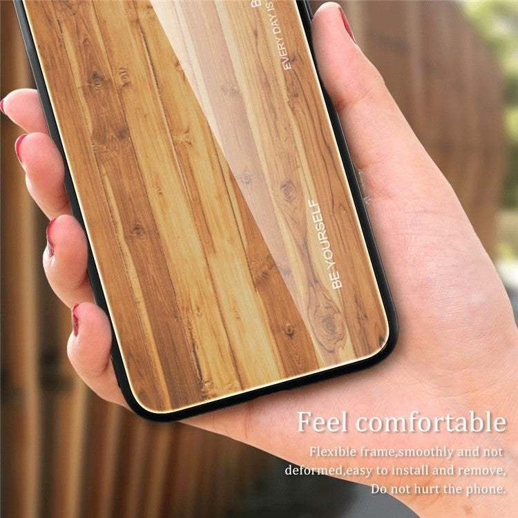 Wooden Pattern Phone Case For Huawei Mate 50 Pro 4G, Wear-resistant Tempered Glass + TPU Protective Phone Cover - Grey